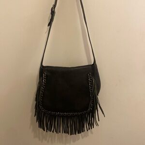 Zara Crossbody Hobo Bag w/ Fringe and Chain Detail